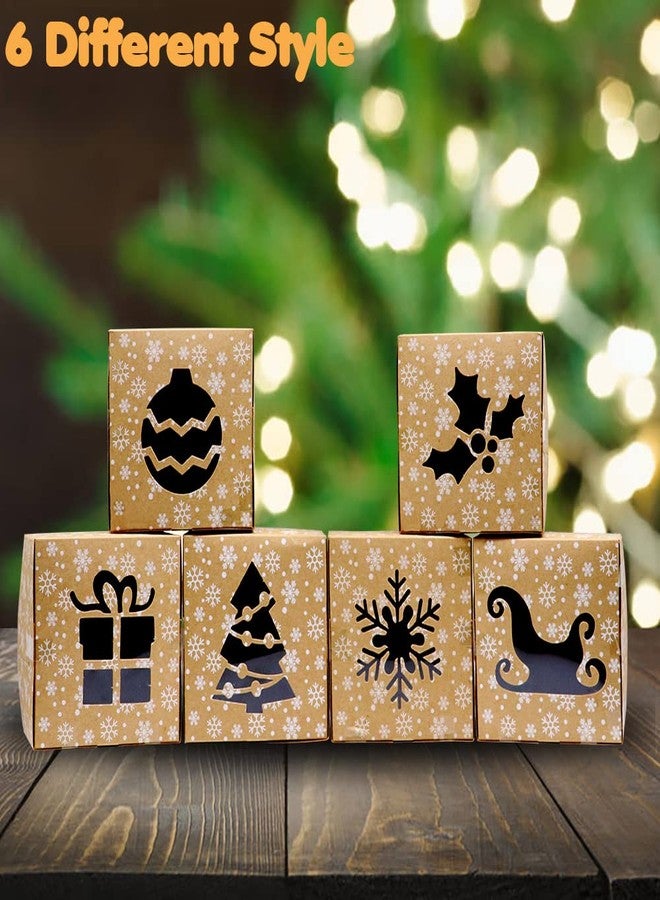 VEYLIN 24Pack Christmas Bakery Boxes with Window, 4“ x 4" x 2.4" Kraft Small Holiday Cookie Boxes for Xmas Gifts Cookie Cupcake - Image 2